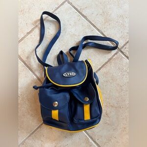 vintage y2k new limited too girls backpack,navy blue vinyl w/yellow-white trim.